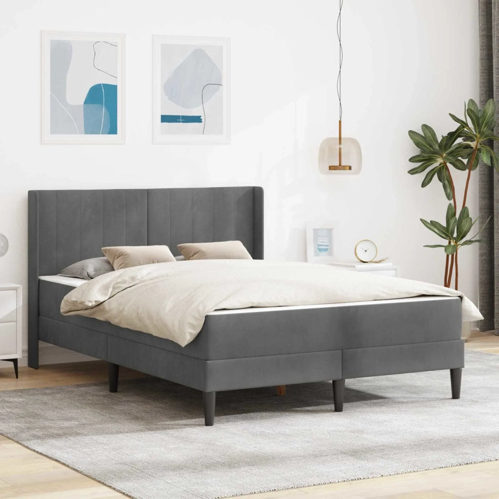Struttura letto con materasso-Giroletto Grigio Scuro 120 x 190 cm Velluto 445147