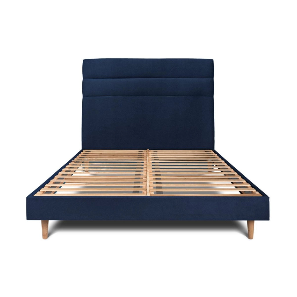 Letto 135x190 cm con testiera in linea - Tessuto velluto