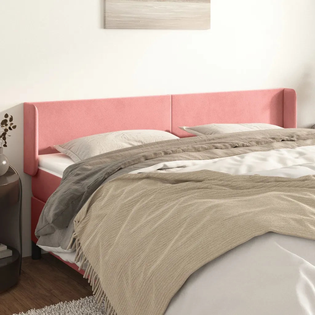 Testiera | Testata ad Orecchio Rosa 203x16x78/88 cm in Velluto
