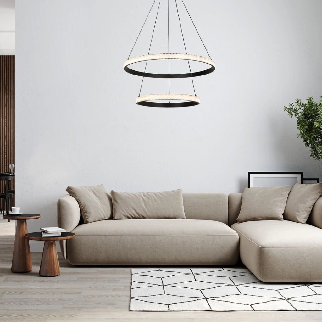 Lampadario Rabalux Grete LED 60W doppio anello Ø60 nero