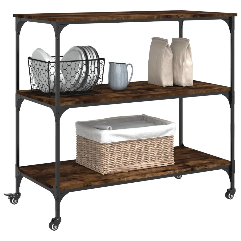 Carrello da Cucina Rovere Fumo 102x50x95 cm Legno Multistrato CFW1172641