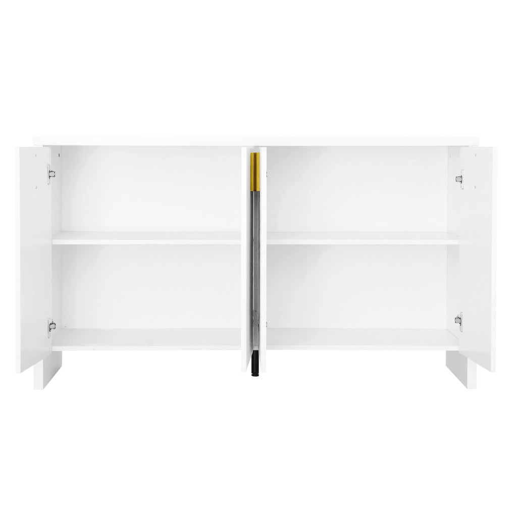 OKWISH Credenza con 4 Ante e Ripiani Regolabili, per Soggiorno o Sala da Pranzo, Pannelli di Particelle, Bianco 140 × 38 × 80 cm