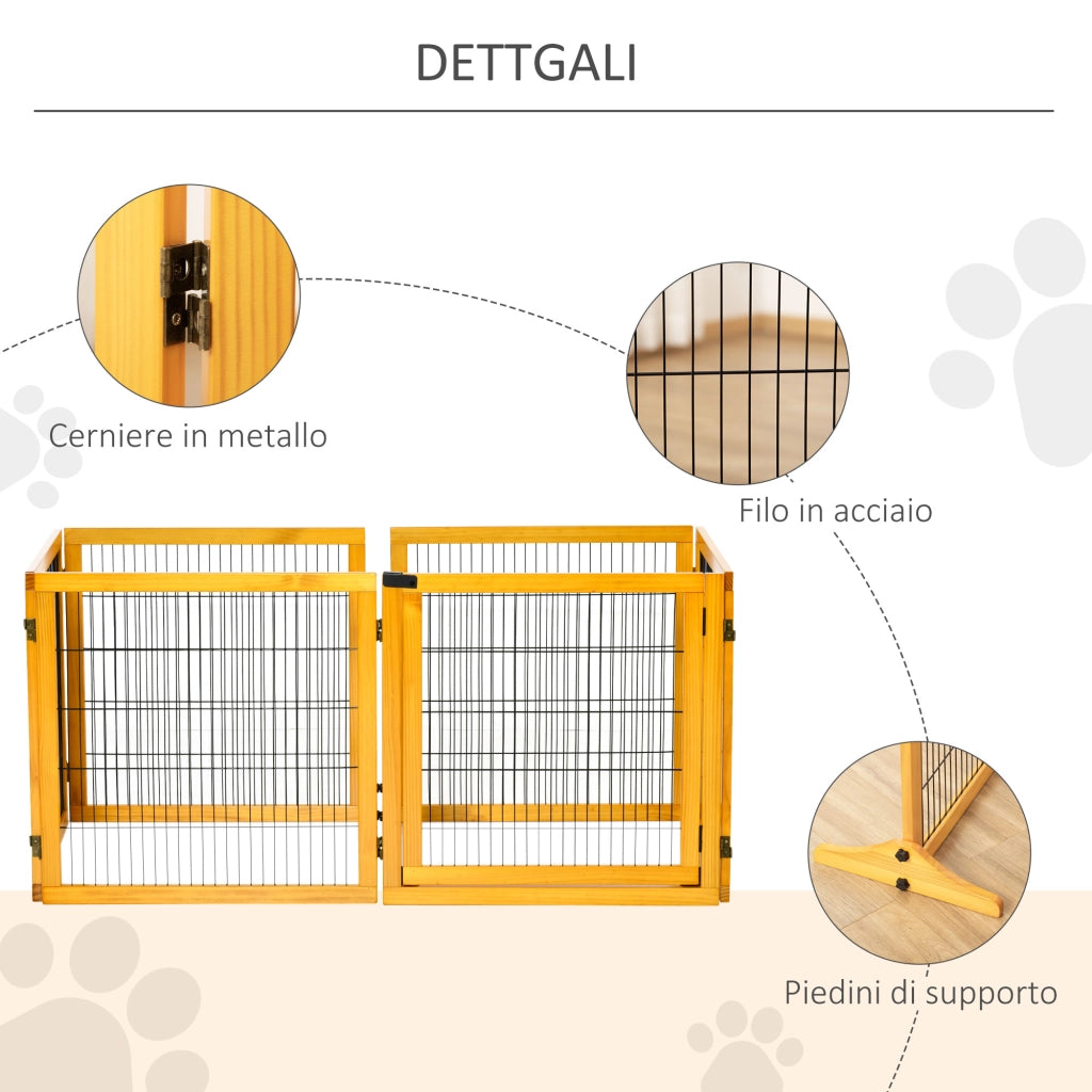 Cancello per Cani Pieghevole ¨C Minimal ¨C Legno e Acciaio 432x36x70cm