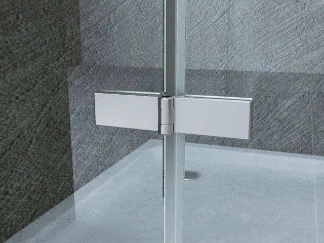 Box doccia in Cristallo 8 mm frameless due lati fisso piu' porta libro - Misura: 70 x 100 x 70 xh195cm