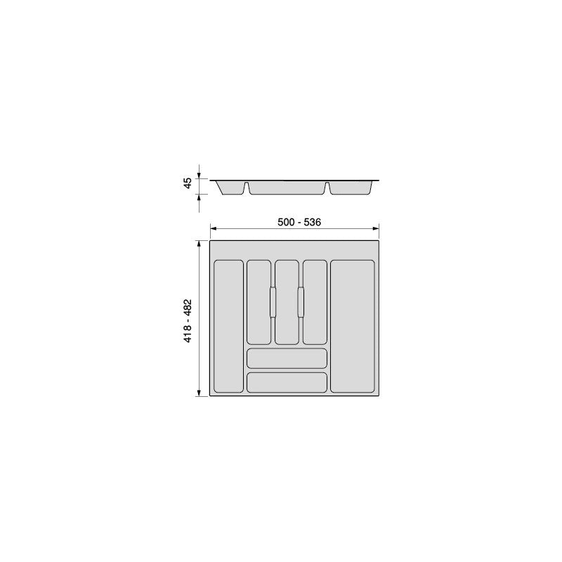 Portaposate universale per posate Optima, modulo 400 mm, Tecnoplastica, Grigia