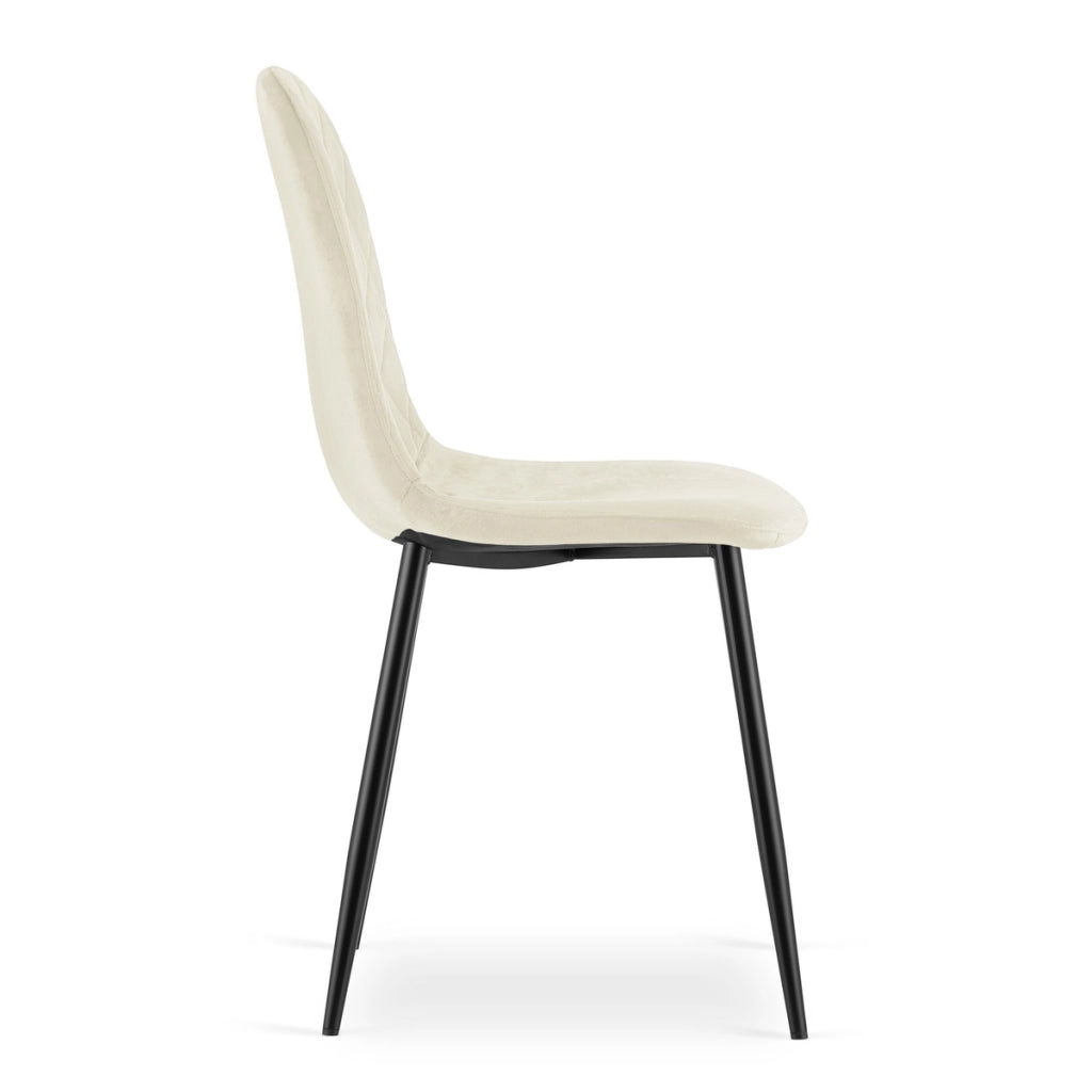 Sedia Asti in velluto beige con gambe nere
