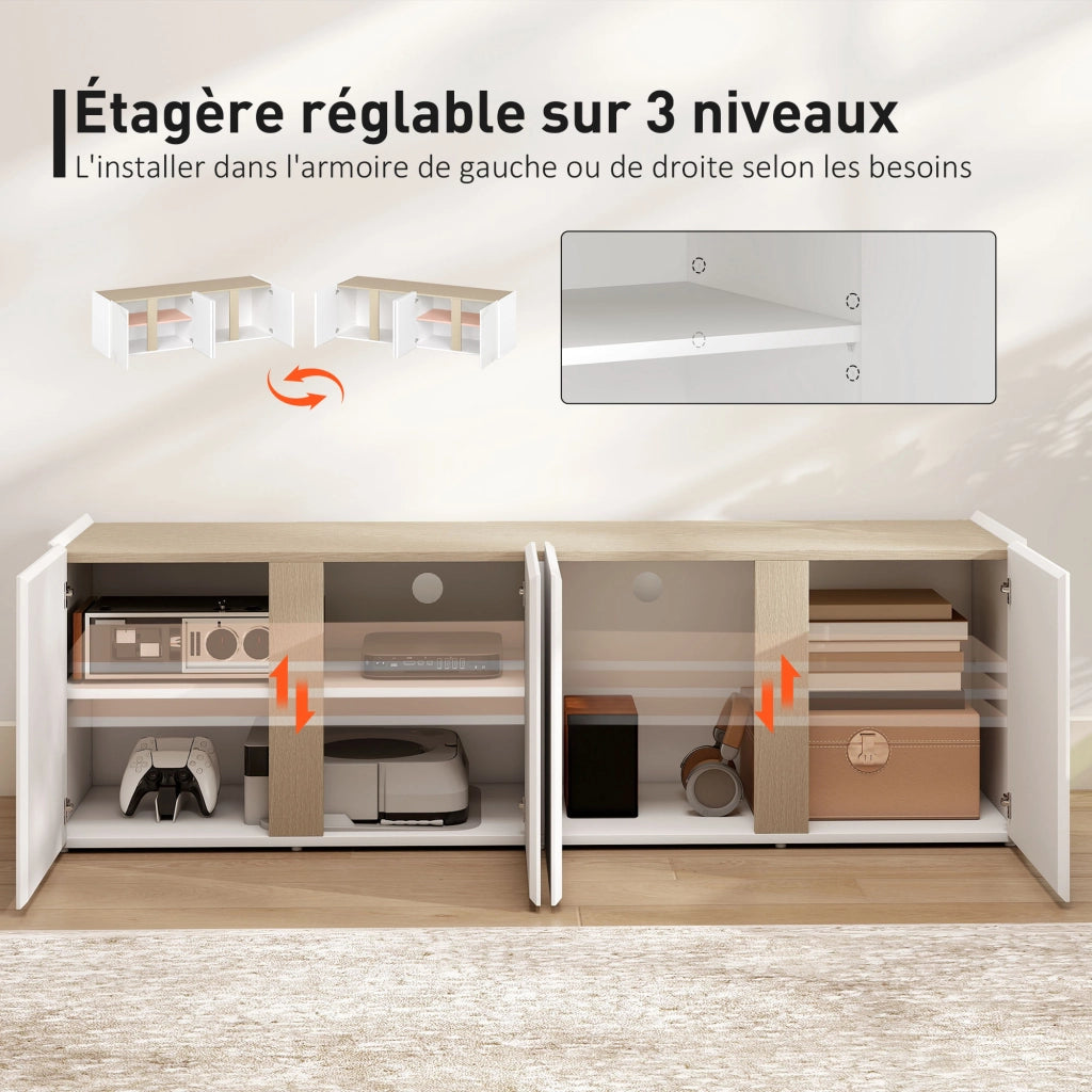 Mobile TV con 4 ante e ripiano regolabile ¨C Minimal ¨C Bianco 135x38x45 cm