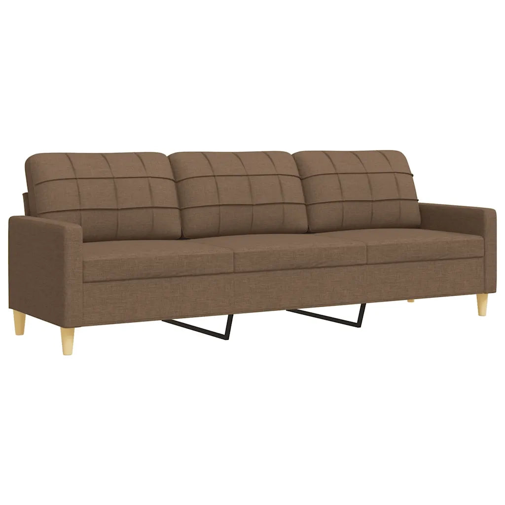 Set Divani 4 pz con Poggiapiedi e Cuscini Marrone Tessuto 3278314