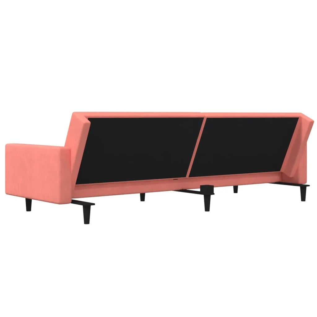 Divano letto | Sof¨¤ letto | Letto singolo a 2 Posti con 2 Cuscini Rosa in Velluto