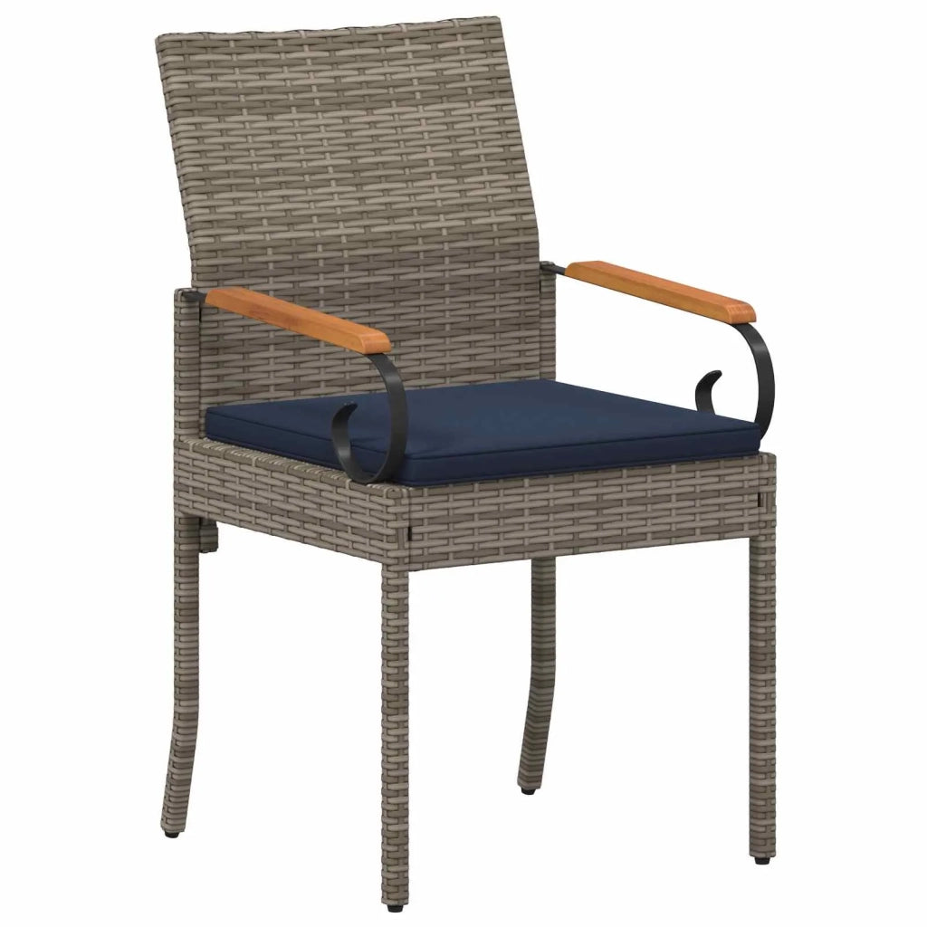 Sedie da giardino 2 pz | Sedie da Esterno Grigio e Blu Navy Polyrattan e acacia