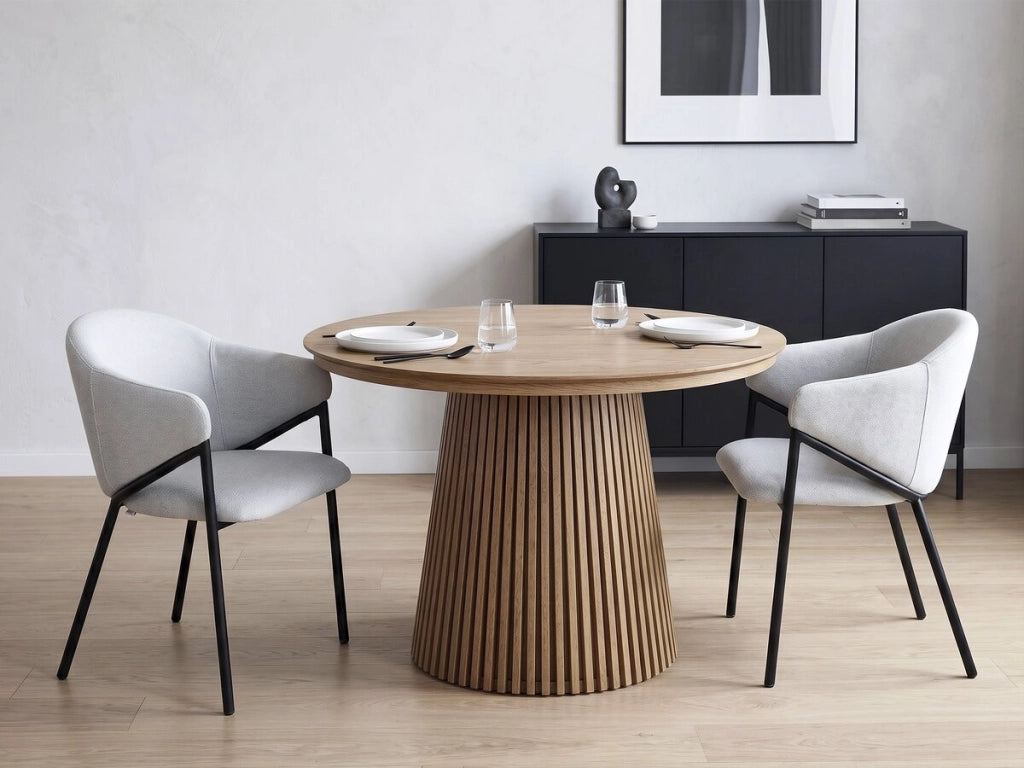 Set di 2 sedie da pranzo "Auralis" in tessuto e metallo - Grigio chiaro