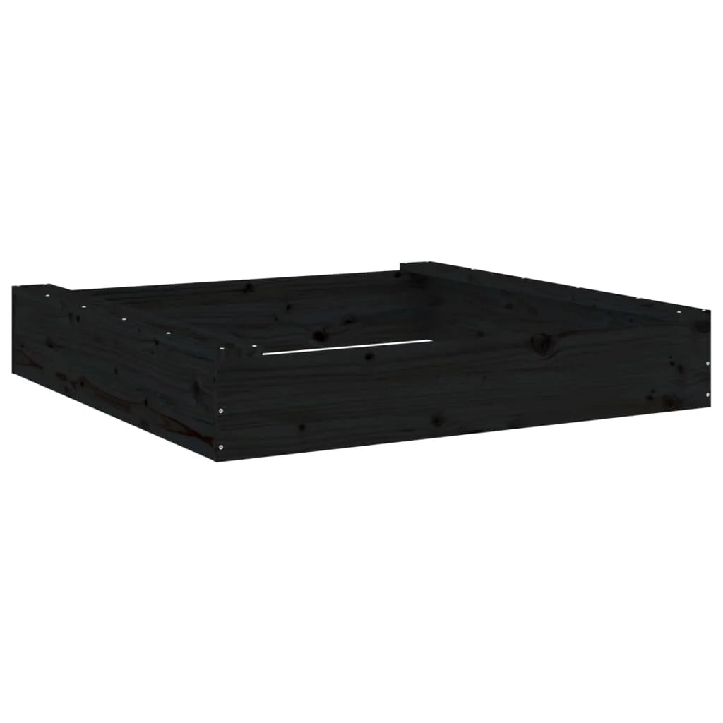Sabbiera per bambini area giochi da giardino esterna con posti a sedere quadrati legno massello di pino nero 02_0041526