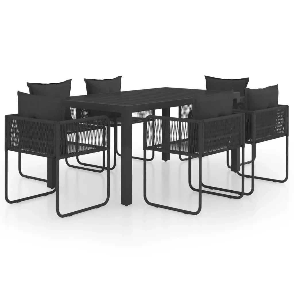 Set da Pranzo da Giardino 7 pz in Rattan PVC Nero 3060103