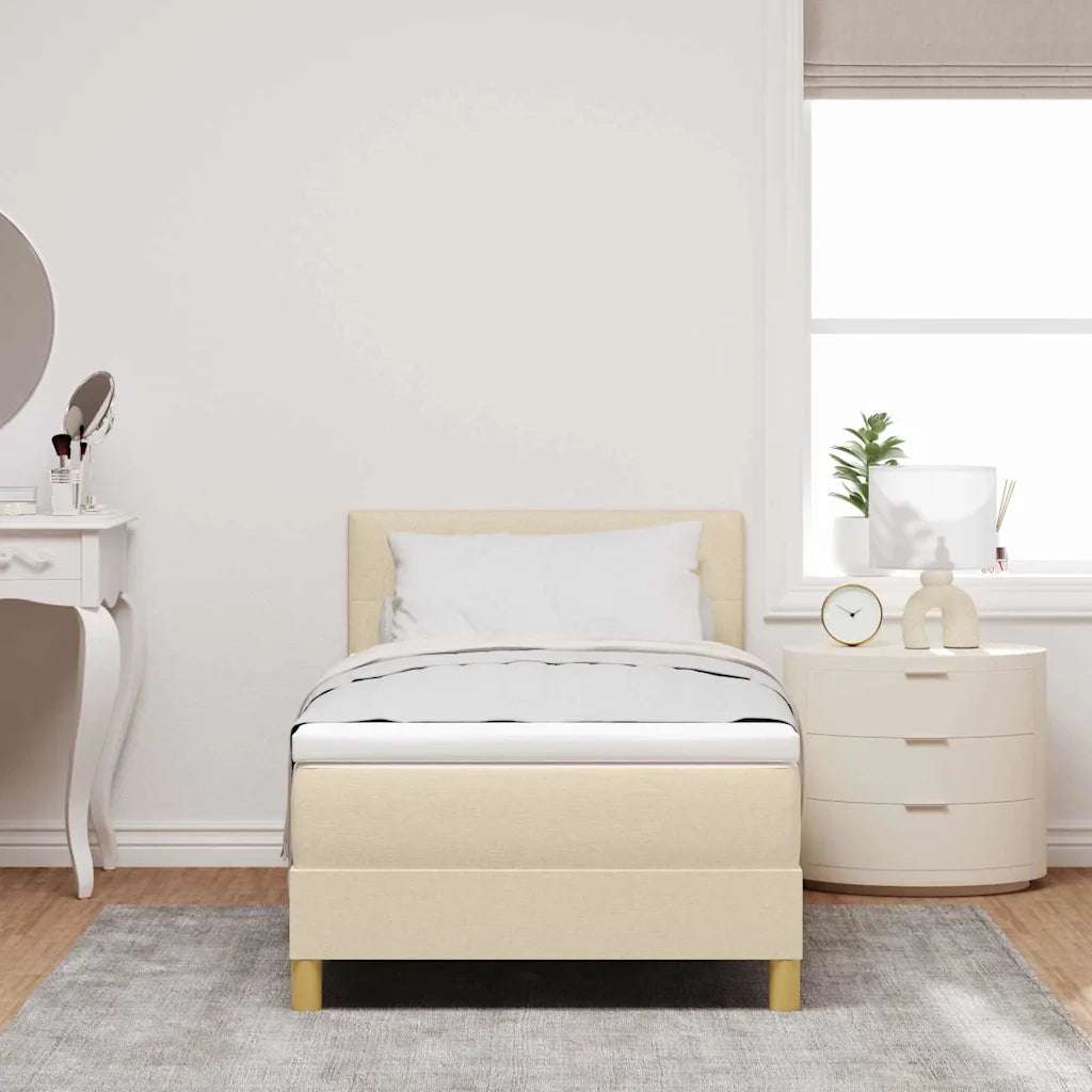 Letto a molle con materasso Crema 90 x 200 cm Tessuto 3338893