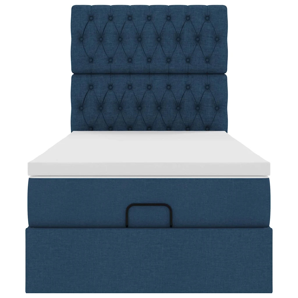 Pouf Letto con Materasso Blu 100x200 cm in Tessuto 3313222
