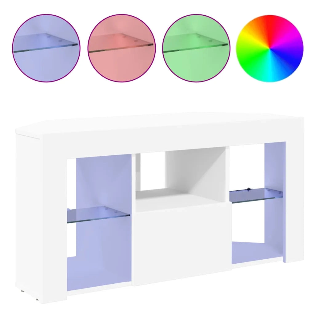 Mobile TV LED Angolare Bianco 100 x 40 x 50 cm 889795
