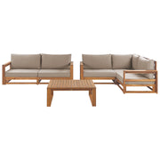Set da giardino 4 posti in legno di acacia chiaro moderno elegante