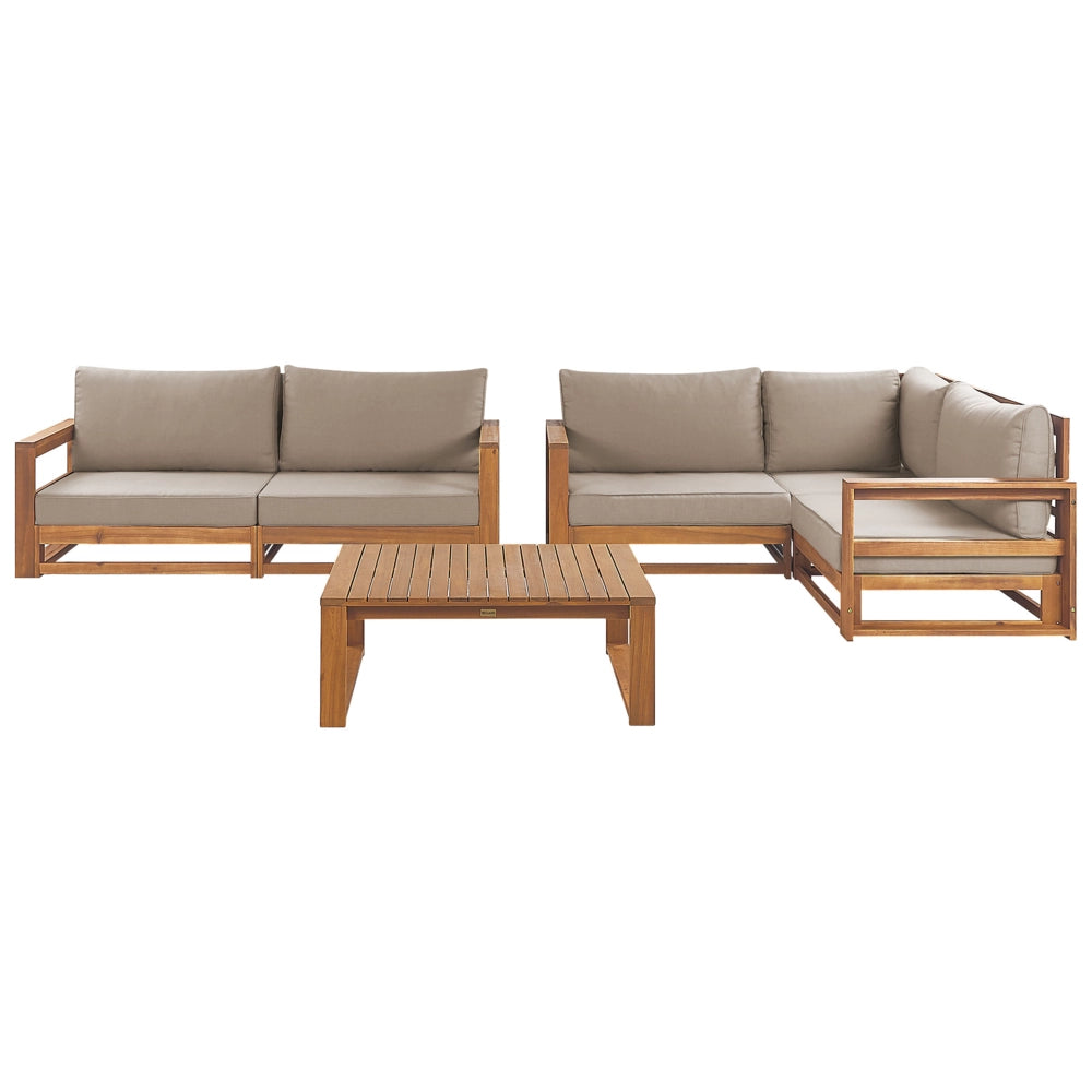 Set da giardino 4 posti in legno di acacia chiaro moderno elegante