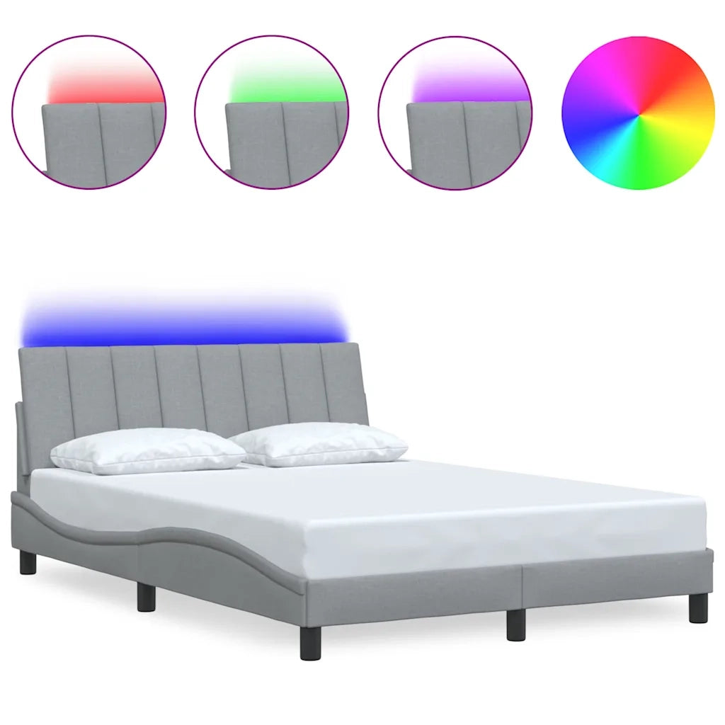 Letto matrimoniale | Letto per adulti | Giroletto senza Materasso Hanko Grigio Chiaro 140x190 cm Tessuto