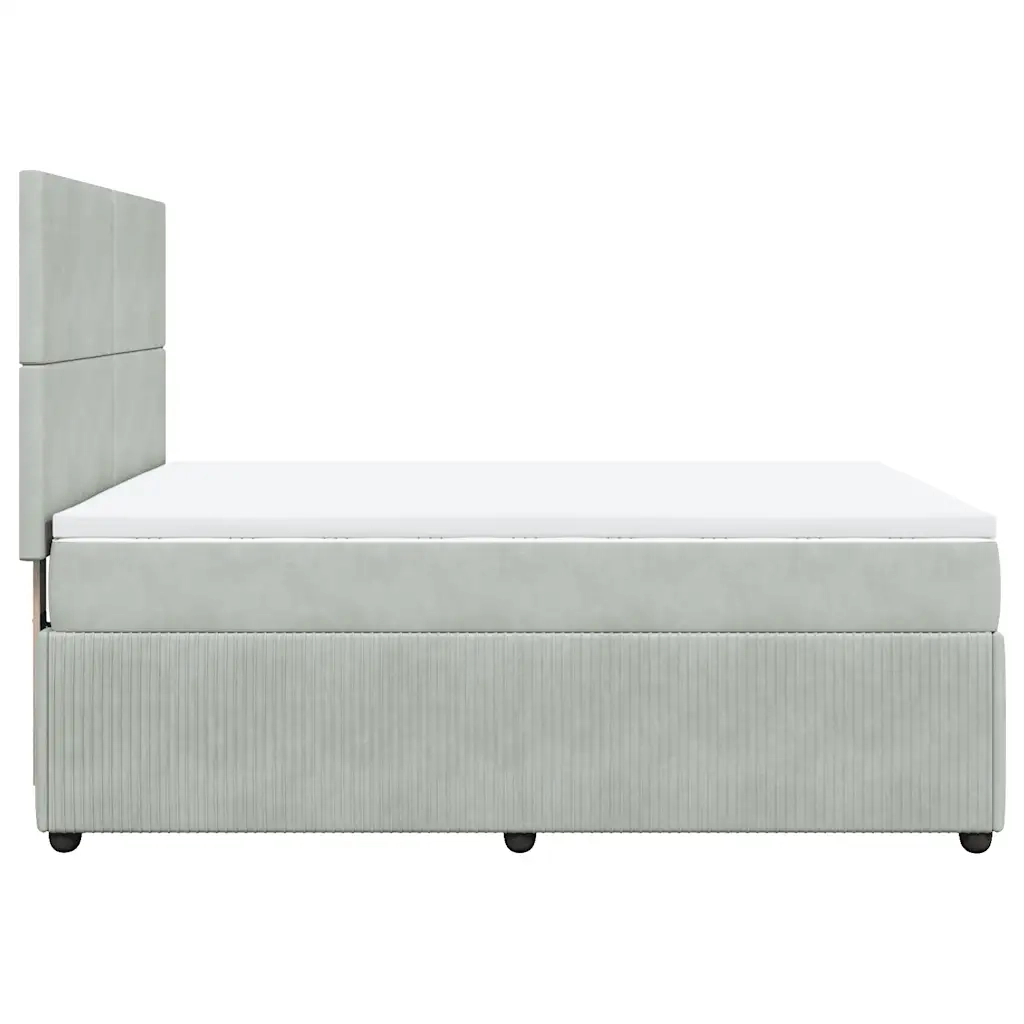 Giroletto a Molle con Materasso Grigio Chiaro 140x190cm Velluto 3292328