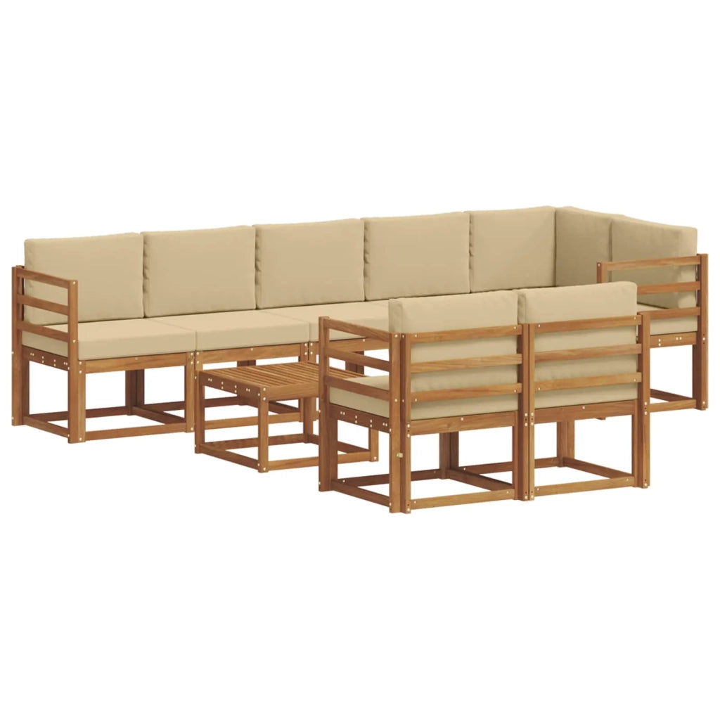 Set di divani da esterno con cuscino 9 pcs Naturale e Beige 3366591