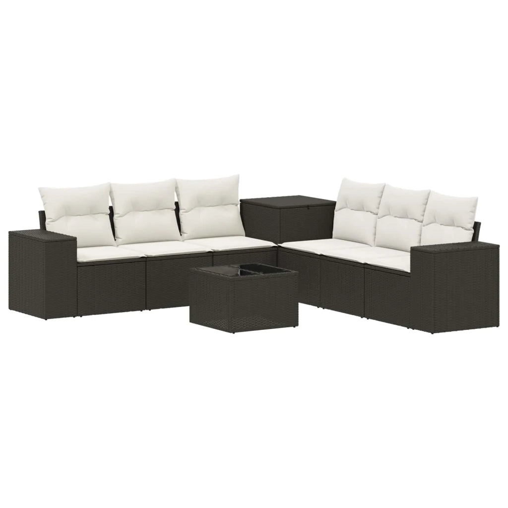 Set di divani 8 pz Nero e Bianco Crema 3448477