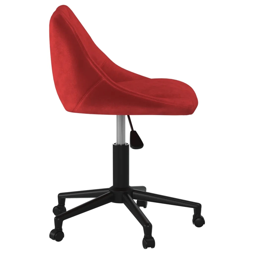 Sedia Girevole da Ufficio Rosso Vino in Velluto 335490