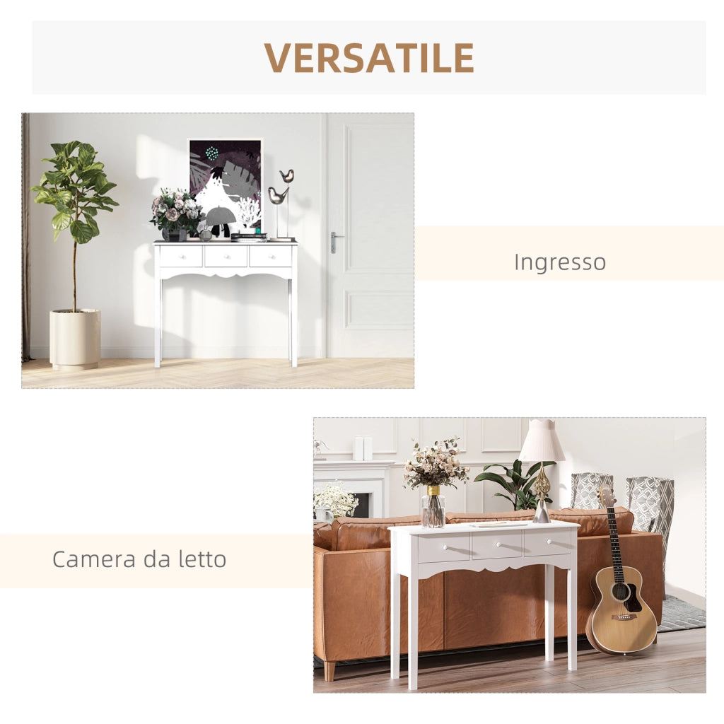 Consolle da Ingresso con 3 Cassetti ¨C Minimal ¨C Bianco 100x32x85 cm