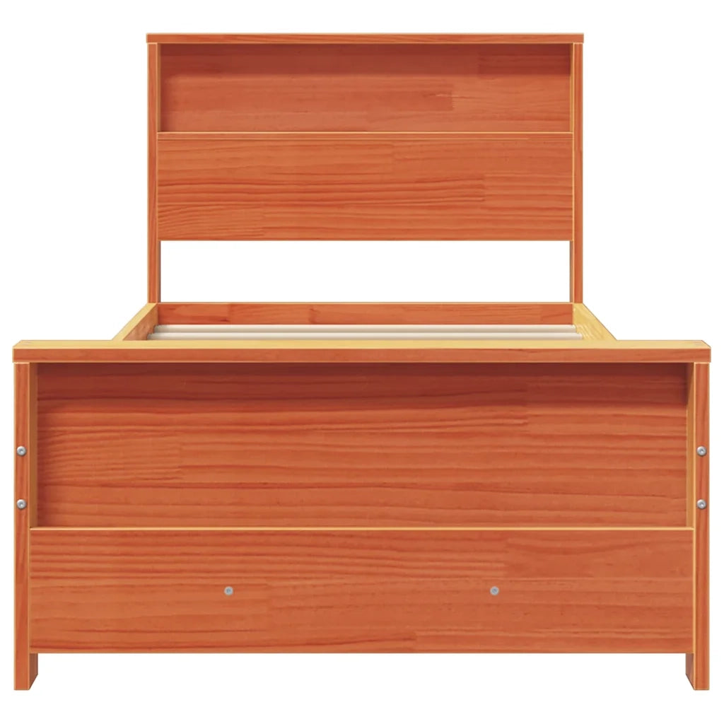 Letto singolo | Letto per adulti | Struttura del letto con testiera Marrone cerato 90 x 200 cm