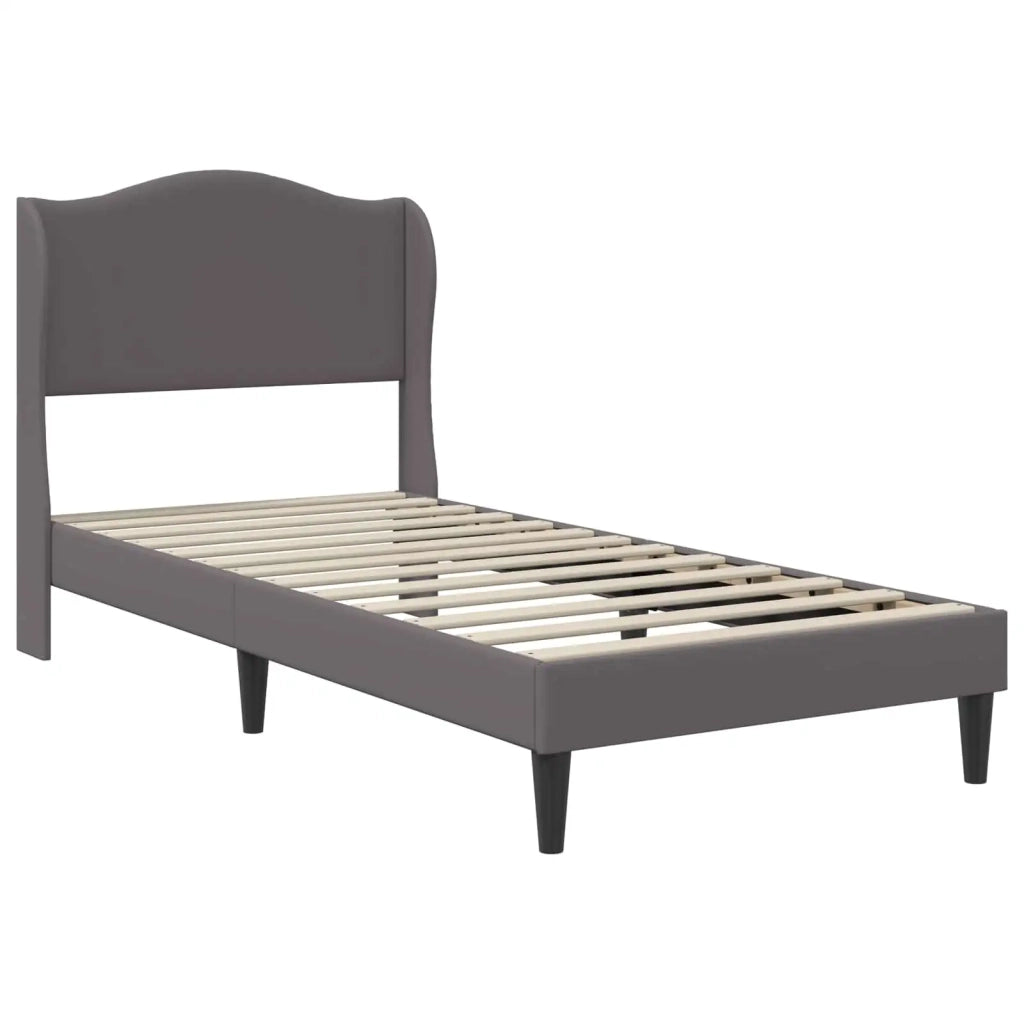 Letto singolo | Letto per adulti | Struttura del letto con testiera Grigio 90 x 190 cm Similpelle