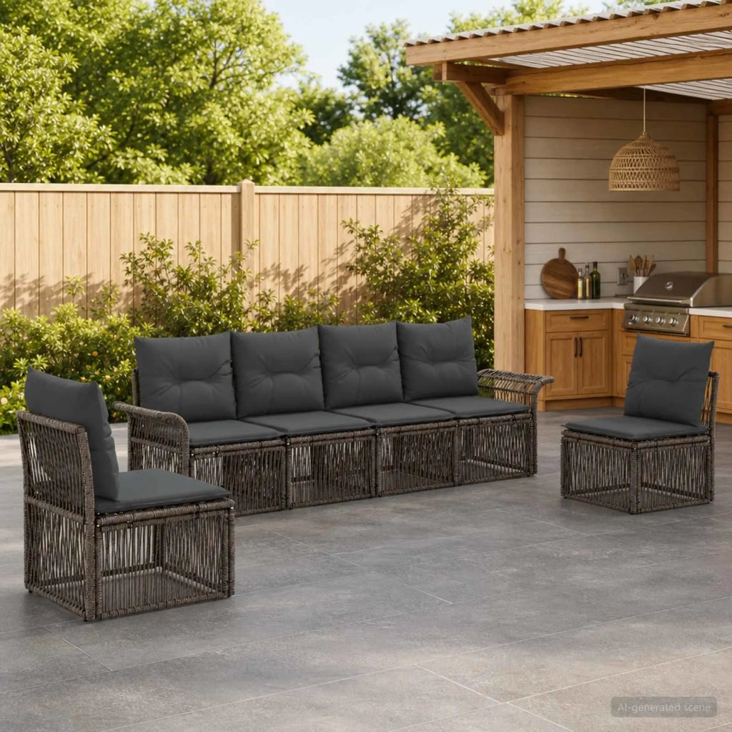 Set Divano da Giardino 6 pz Grigio polyrattan 3434792