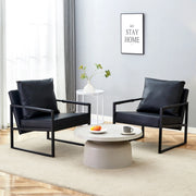 POLTRONA Moderna in metallo nero e pelle sintetica nera 79x65x28 cm