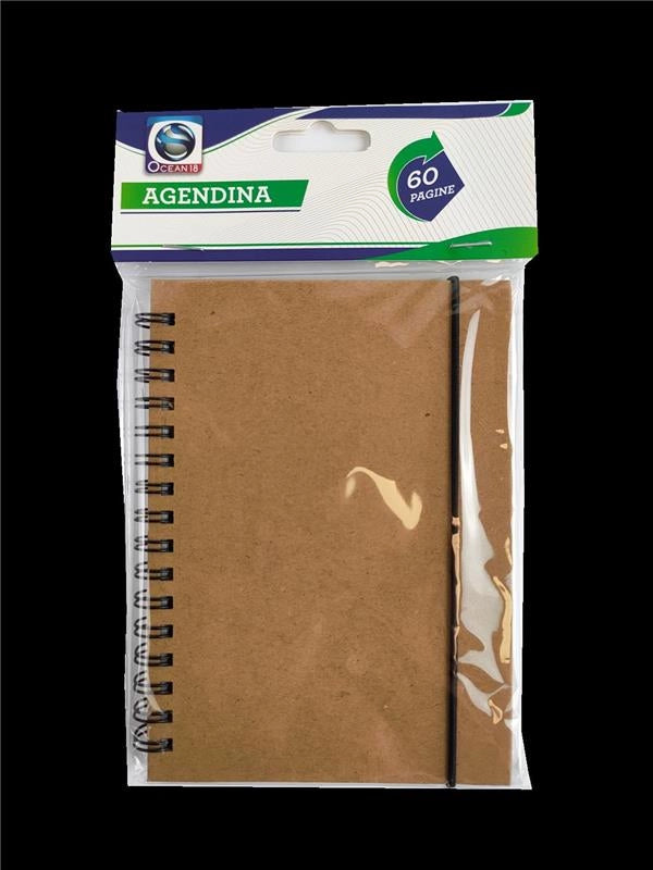 AGENDINA DA SCUOLA IN COLORE NATURAL CON 60 PAGINE DOTATA DI ELASTICO ED ANELLI H15 / L12 CM
