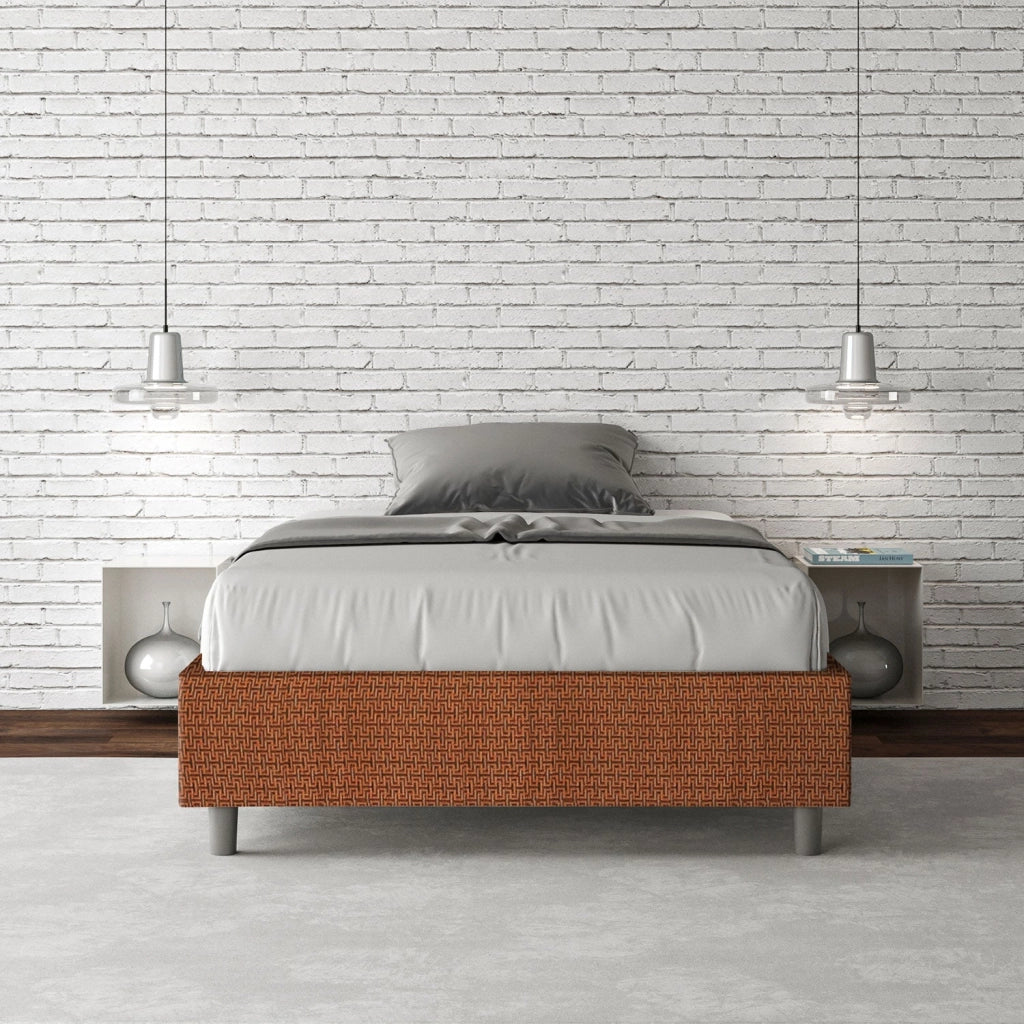 Letto 1 Piazza e Mezzo Sommier 120x210 cm con Rete Azelia Labirinto 04 Arancione