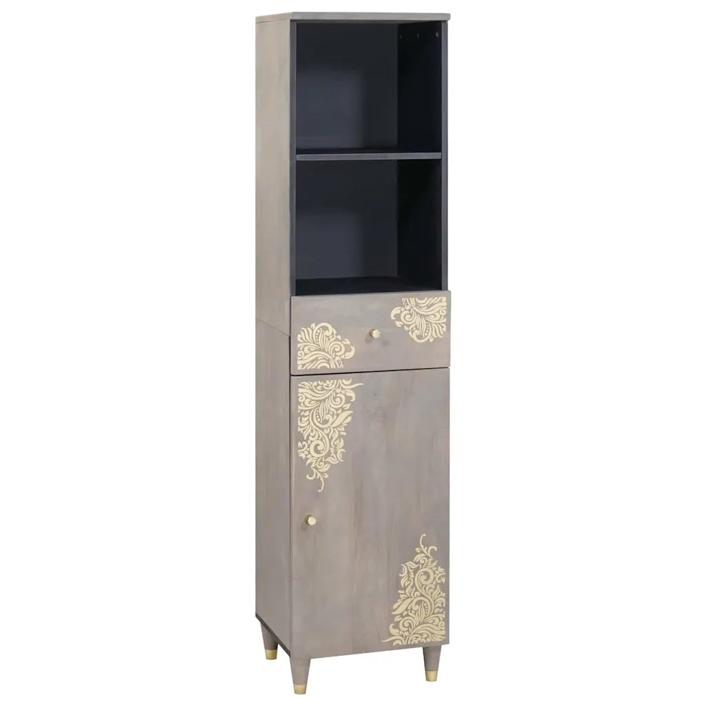 Set di Armadi da Bagno 4 pcs Grigio Legno di mango massello