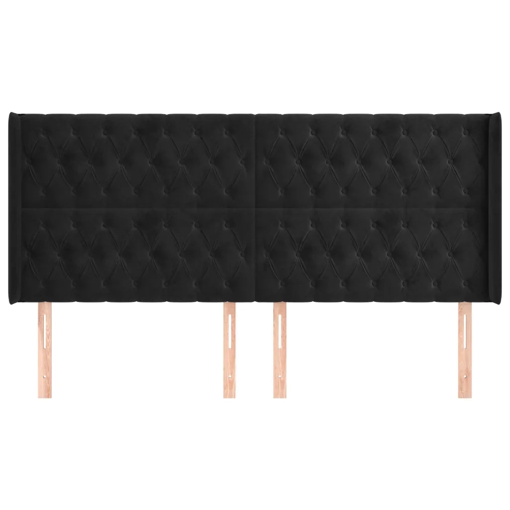 Testiera ad Orecchio-Testata con Orecchie Nera 203x16x118/128 cm in Velluto 539011