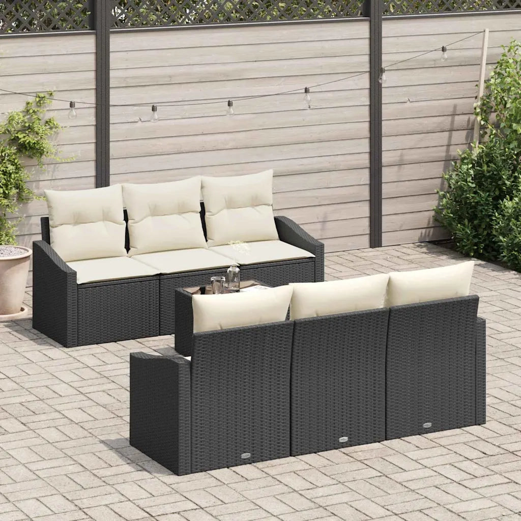 Set di divani con cuscino 7 pcs Nero e Crema polyrattan 3346607