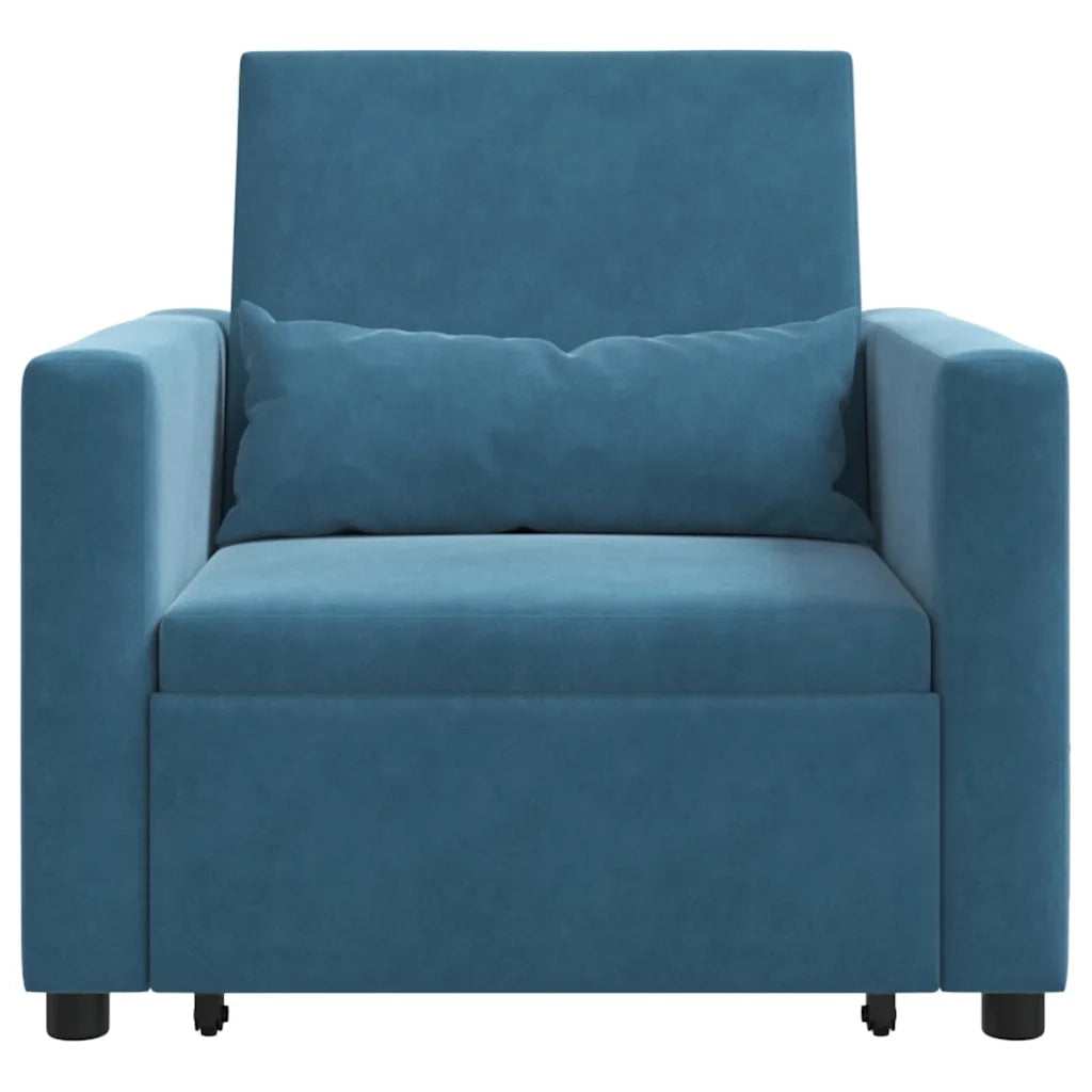 Divano letto estraibile singolo con ruote Blu Velluto 42002706