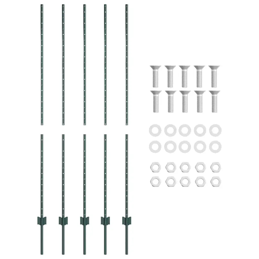 Palo della recinzione 5 pcs Verde 150 cm Acciaio 42006270