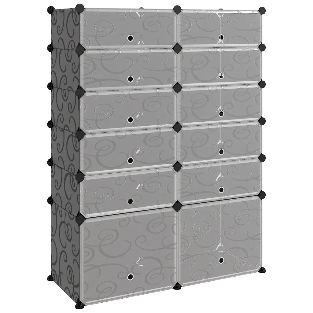 Scarpiera-Scaffale per scarpe Nera 94x37x125 cm in PP