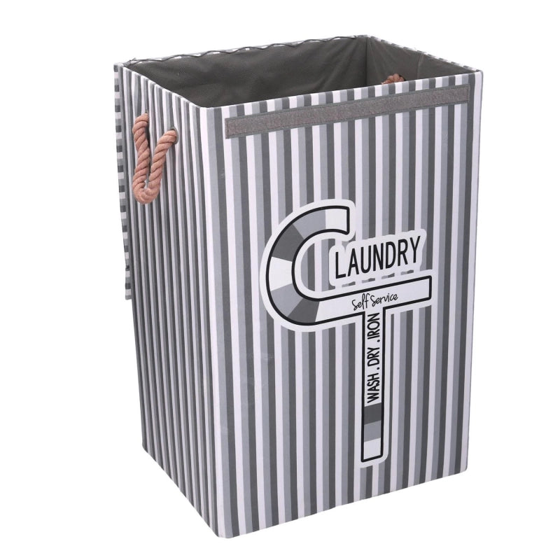 Cestone tessuto laundry grigio con coperchio cm 40x30h60