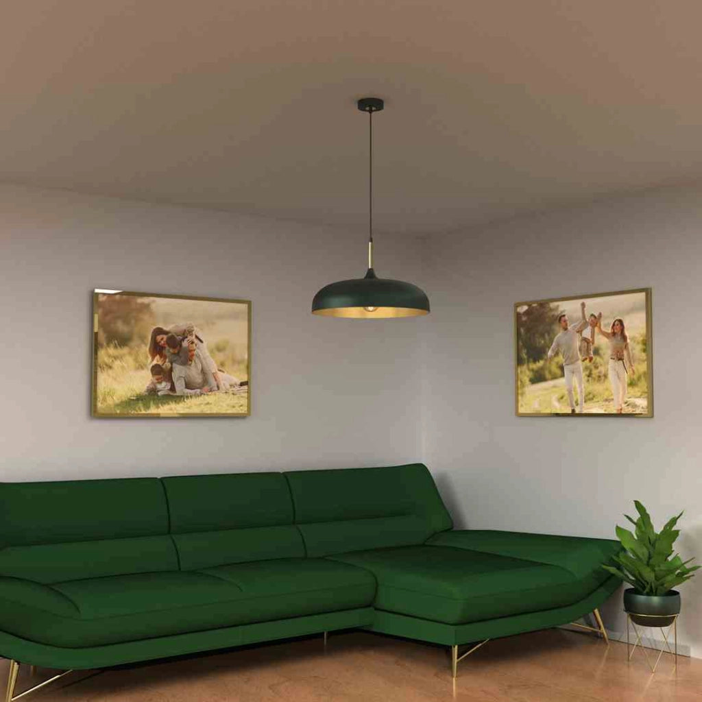 Lampadario a sospensione Milagro Lincoln verde oro Ø45