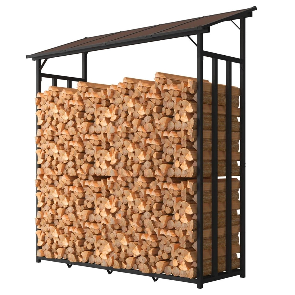 Portalegna in metallo antracite XXL 175 x 70 x 193,5 cm con tetto