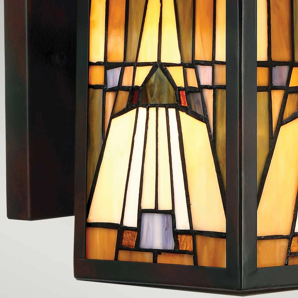 Applique esterna Inglenook vetro Tiffany bronzo E27 Quoizel