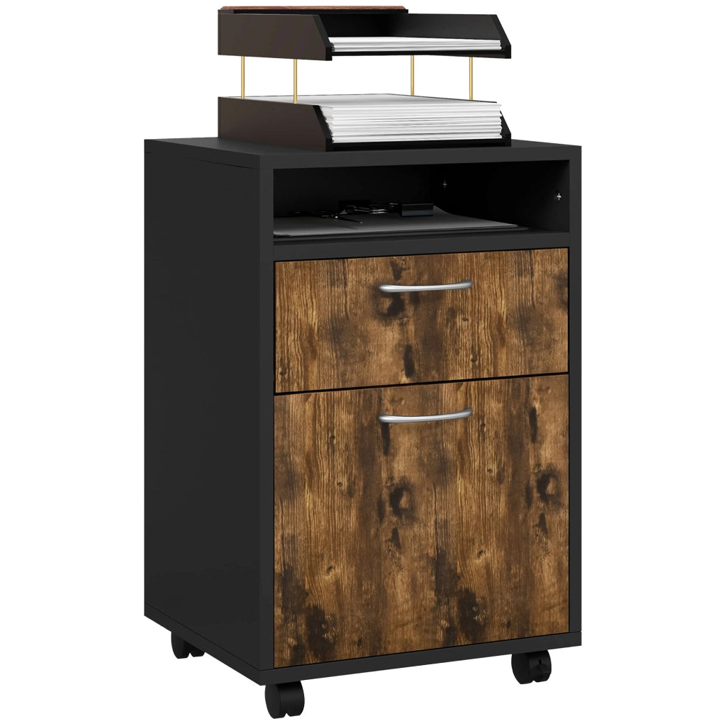 Cassettiera Portadocumenti con Ruote ¨C Xylo ¨C Marrone e Nero 40x35x60cm