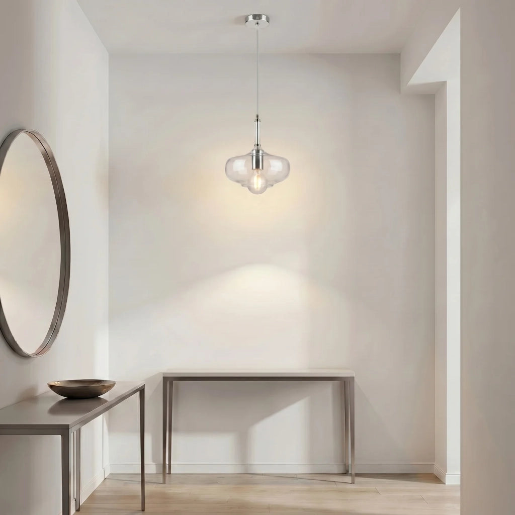 Sospensione Imbuto 1 Luce Trasparente E Cromo Luceart Design