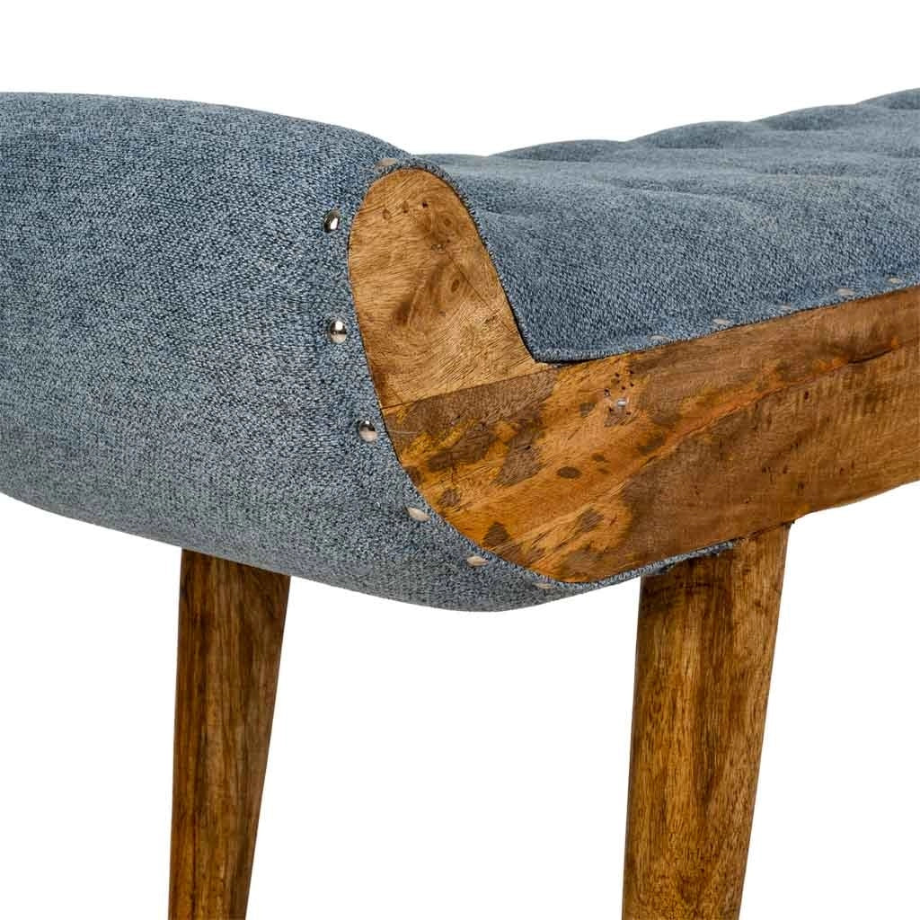 Sgabello in pelle blu 125x51x38h
