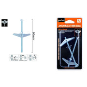 Trade Shop - Set 2 Pz Ancora A Farfalla In Acciaio Con Dado E Rondella Tassello M5x90mm 57227 -