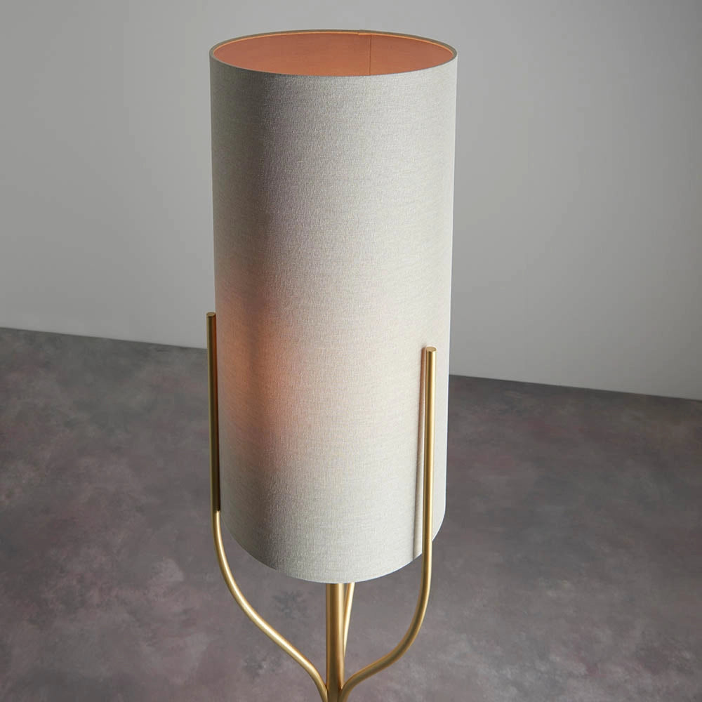 Lampada da terra Fraser ottone satinato lino E27 Endon