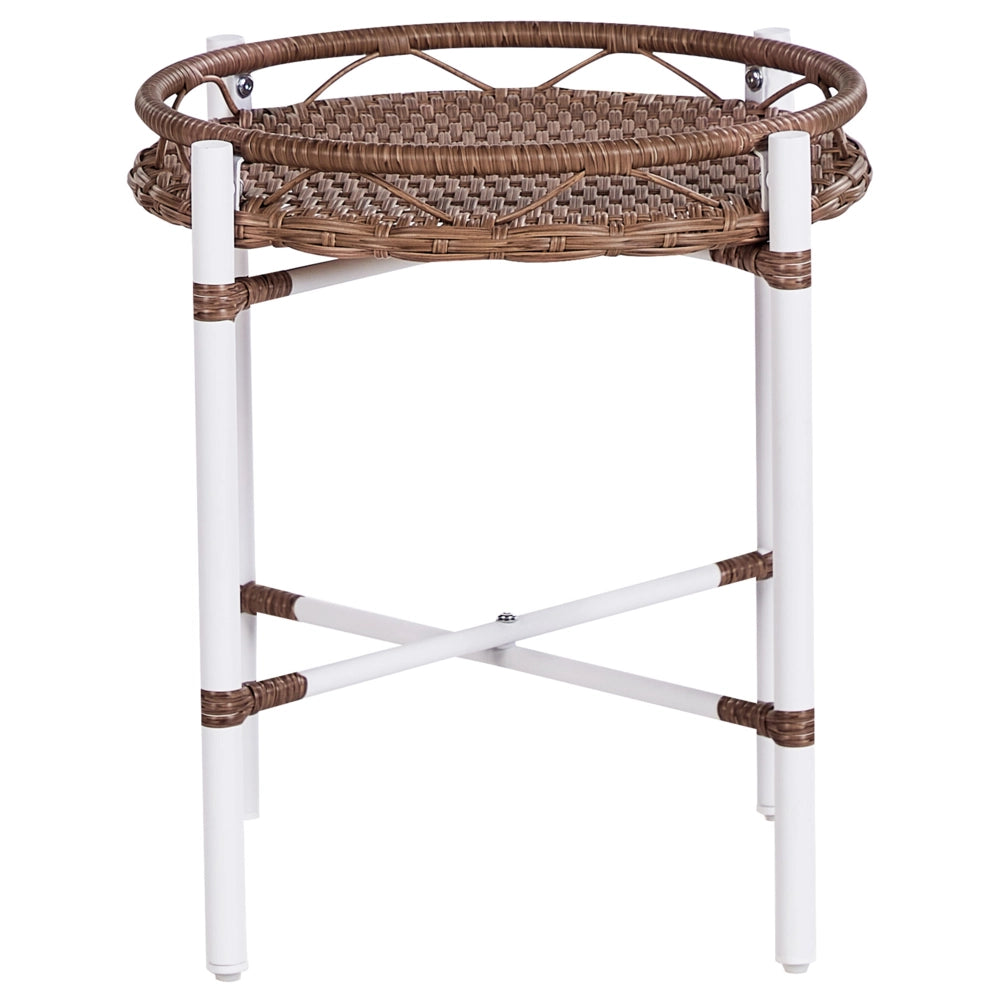 Set Balcone Bianco Alluminio Poliestere 2 Posti 2 Sedie e un Tavolo
